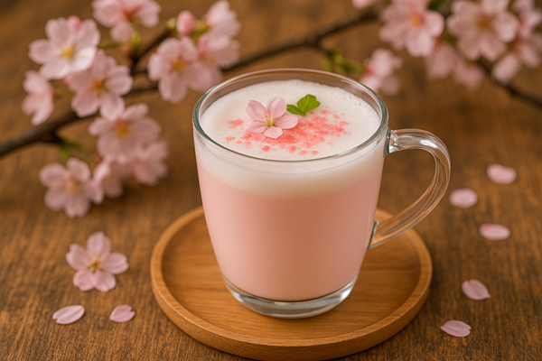 桜のラテ
